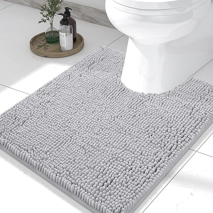Smiry Luxury Chenille Toilet Rugs U-Shaped 24x20, Soft Absorbent Non-Slip by Smiry