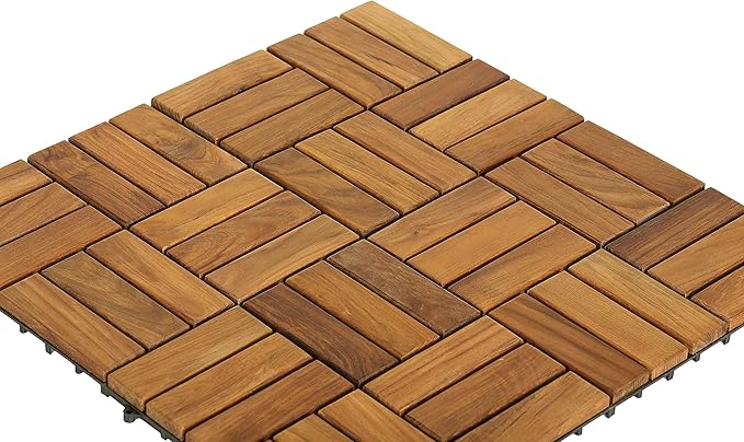 Bare Decor BARE-WF2009 Solid Teak Wood Interlocking Flooring Tiles - Image 4