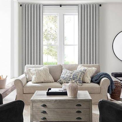 Grey 100% Blackout Curtains 45 Inches Long 2 Panels Set, Short Linen Heat - Image 6