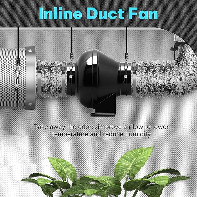 Simple Deluxe 4 Inch 195 CFM Inline Duct Ventilation Fan, Exhaust Fan HVAC Vent - Image 7