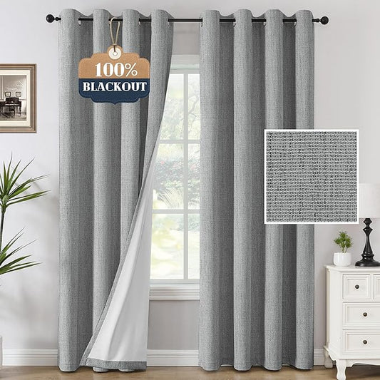 H.VERSAILTEX Chenille Curtains 96 inch Length 2 Panels 100% Blackout Drapes by HVERSAILTEX
