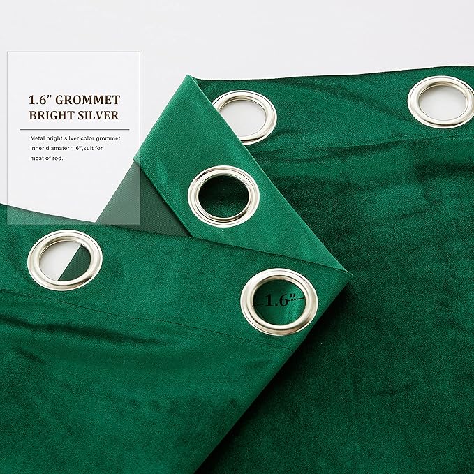 Christmas Green Decorative Velvet Curtains 90 inches Luxury Living Room Curtain - Image 3