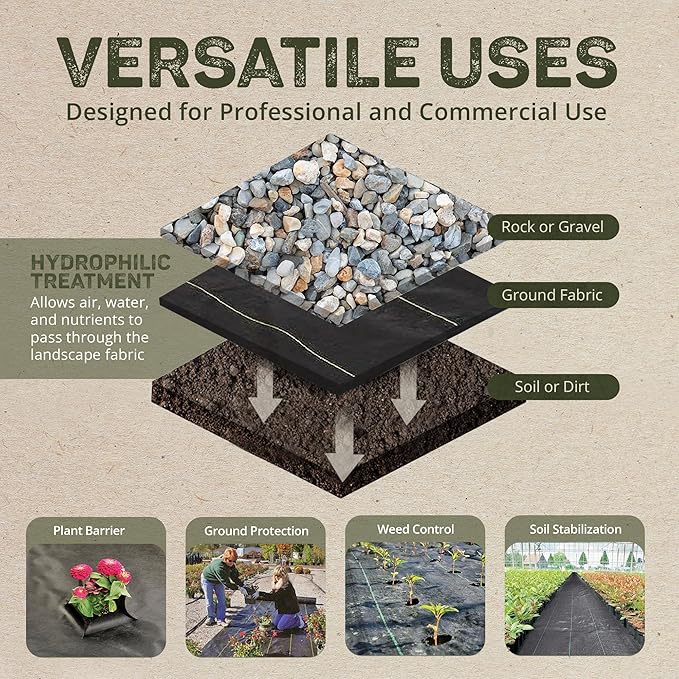 Dewitt Pro-5 Weed Barrier Fabric 5 oz, 3 x 250 Feet – Heavy-Duty Woven - Image 2
