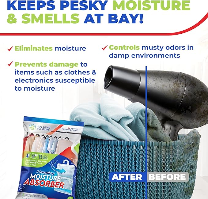 Moisture Absorber Packets, Fragrance Free, Humidity Absorber, Hanging Closet - Image 2