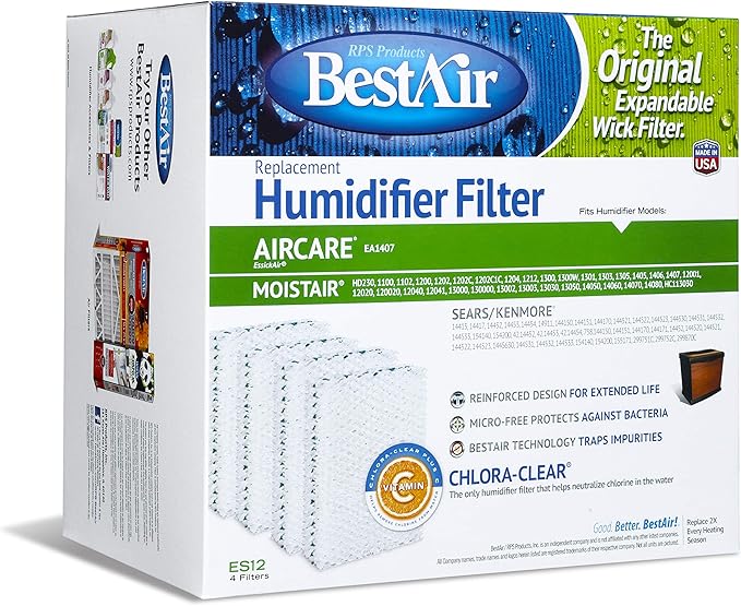 BestAir ES12-2 Extended Life Humidifier Replacement Paper Wick Humidifier Filter by FreudenbergFiltrationTechnologies