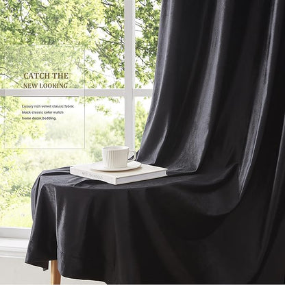 Luxury Black Decorative Velvet Curtains 120 inches Elegant Living Room Curtain - Image 4