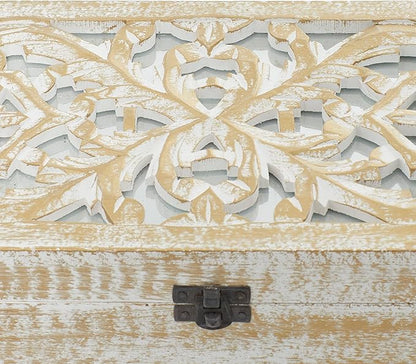 Deco 79 Mango Wood Floral Handmade Decorative Box Decorative Keepsake Boxes - Image 8