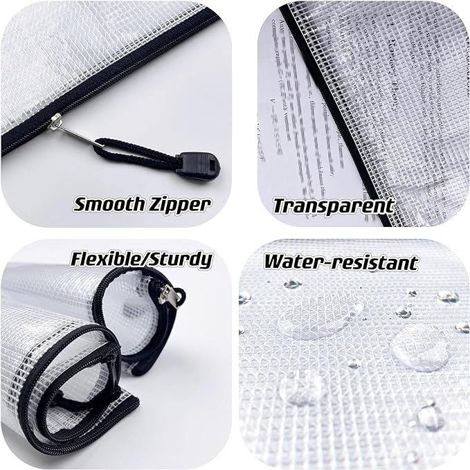 Oaimyy-A6, Mesh Zipper Pouch Document Folders Bag Plastic Zip File Folders - Image 4