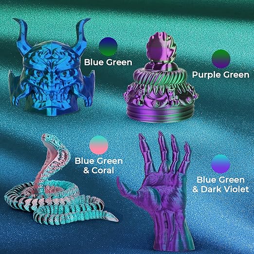 AMOLEN Silk PLA 3D Printer Filament Bundle, Shiny Dual Color PLA Filament - Image 2