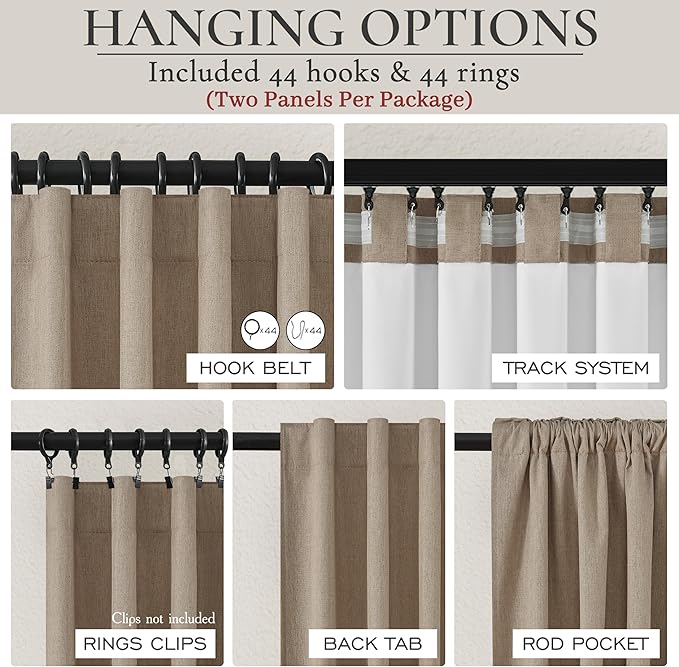 Rust Brown Blackout Curtains 60 Inches Extra Wide Linen 90 Inch Length - Image 3