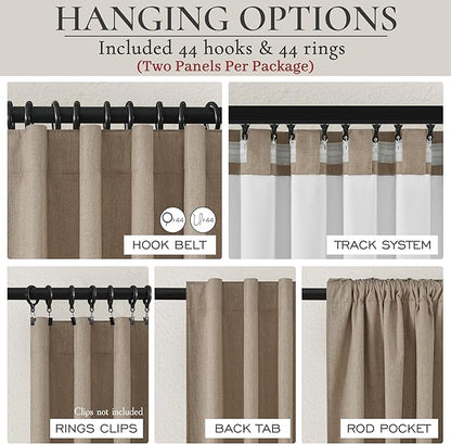 Rust Brown Blackout Curtains 60 Inches Extra Wide Linen 84 Inch Length - Image 3