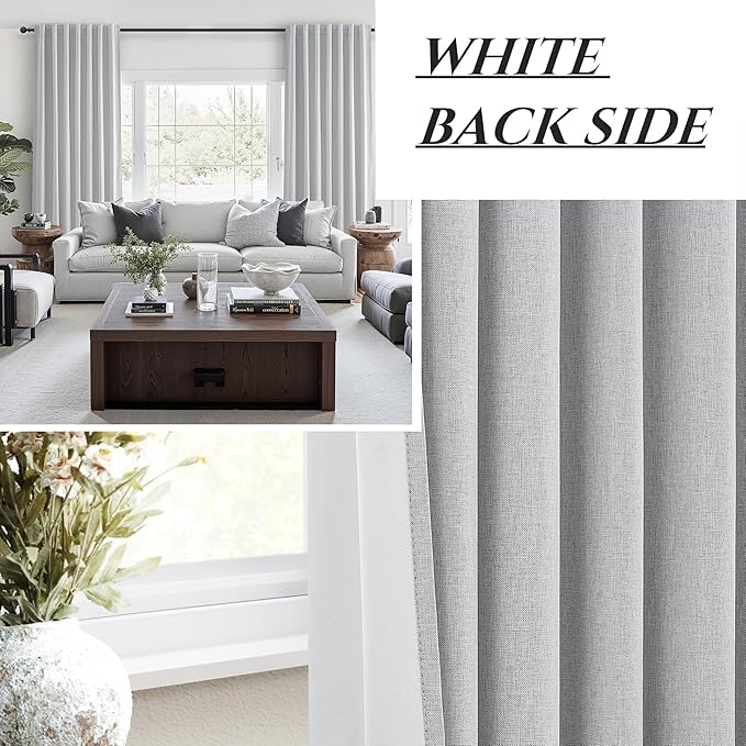 Light Grey Blackout Curtains 86 Inch Length 2 Panels Set - Image 7