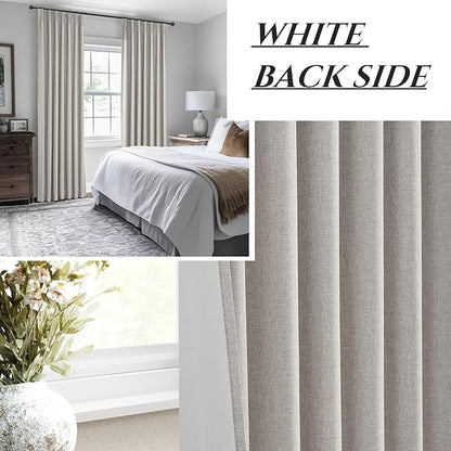 Natural Melange Taupe Blackout Curtains 102 Inch Long Flax Linen Viral Curtain - Image 7