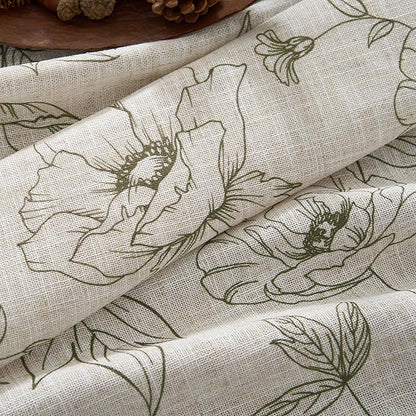 jinchan Floral Linen Curtains for Living Room 84 Inch Length Green Flower - Image 4