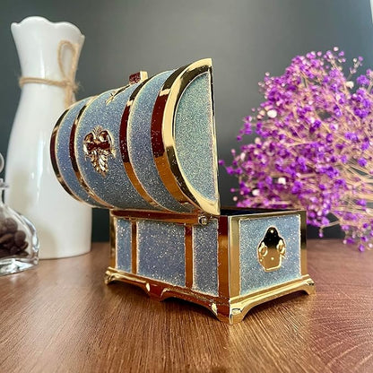 Retro Jewelry Box Arched Vintage Rectangular Metal Chest Necklace Ring Earrings - Image 5