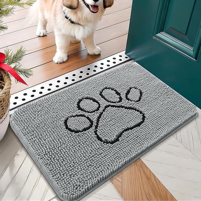OLANLY Dog Door Mat for Muddy Paws 24x16, Paw Print Design, Absorbs Moisture by OLANLY