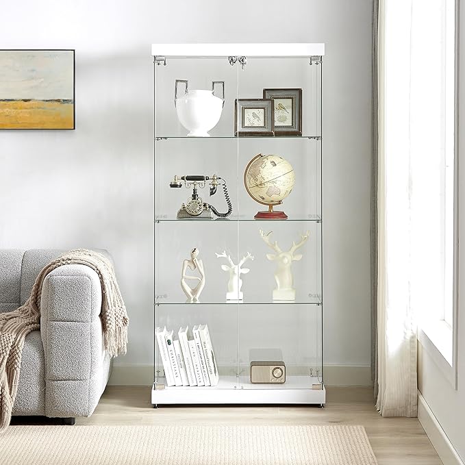 Yoluckea 4 Shelves Glass Display Cabinet - Image 4
