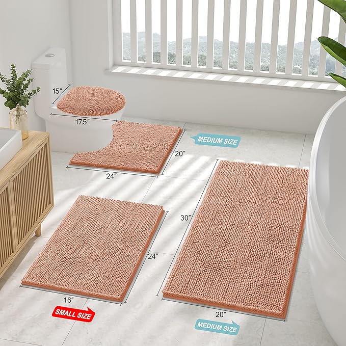 Smiry Luxury Chenille Bathroom Rugs 24x16, Extra Soft and Absorbent Shaggy Bath - Image 2