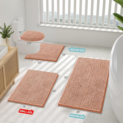 Smiry Luxury Chenille Bathroom Rugs 24x16, Extra Soft and Absorbent Shaggy Bath - Image 2