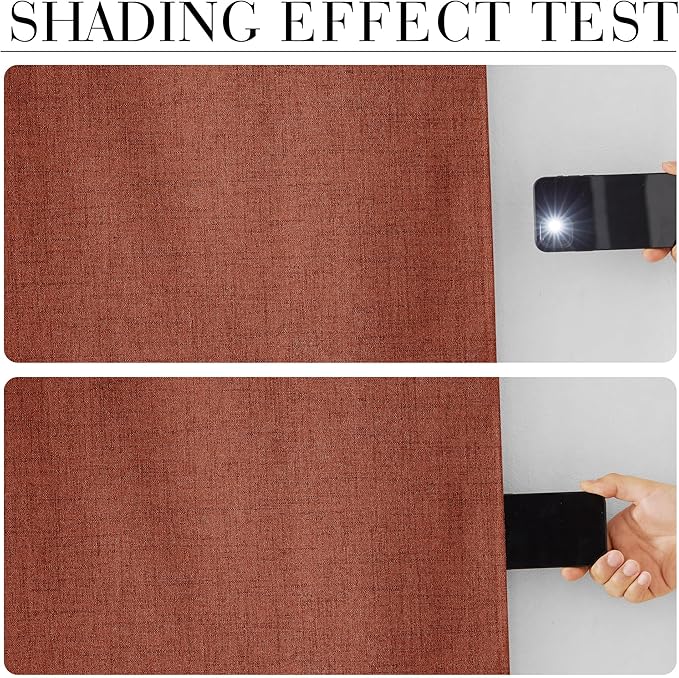 RYB HOME 100% Blackout Linen Textured Curtains 90 inches Long, Insulating - Image 6