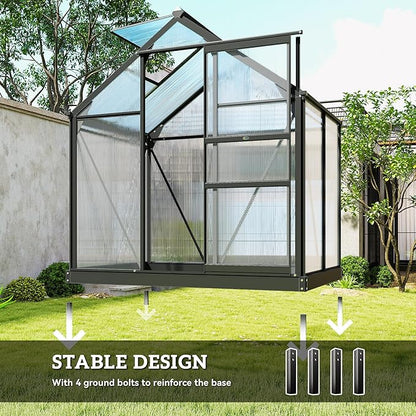 Outsunny 6' x 4' Greenhouse for Outdoors, Polycarbonate Greenhouse - Image 5