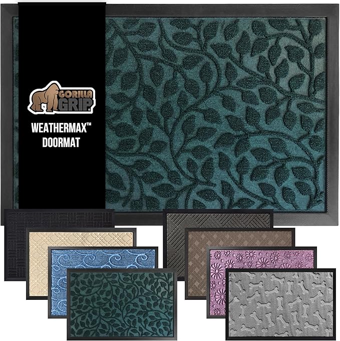 GORILLA GRIP 100% Waterproof All-Season WeatherMax Doormat 35x23, US Designed by GorillaGrip