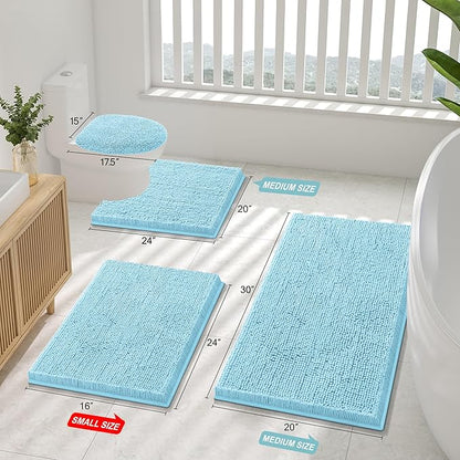 Smiry Luxury Chenille Bathroom Rugs 30x20, Extra Soft and Absorbent Shaggy Bath - Image 2