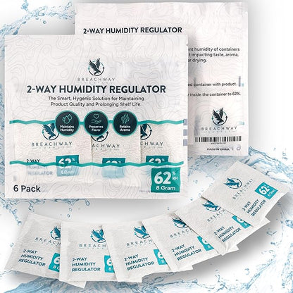 62% RH Size 8 | 6 Pack Two-Way Humidity Control Packs | by BreachwaySupply