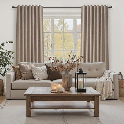 Dark Flax 100% Blackout Curtains 86 Inch Length 2 Panels Set Farmhouse Style - Image 7