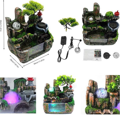 11.81" Creative Desktop Fountain Waterfall Bonsai w/LED Lights & Atomizer - Image 3