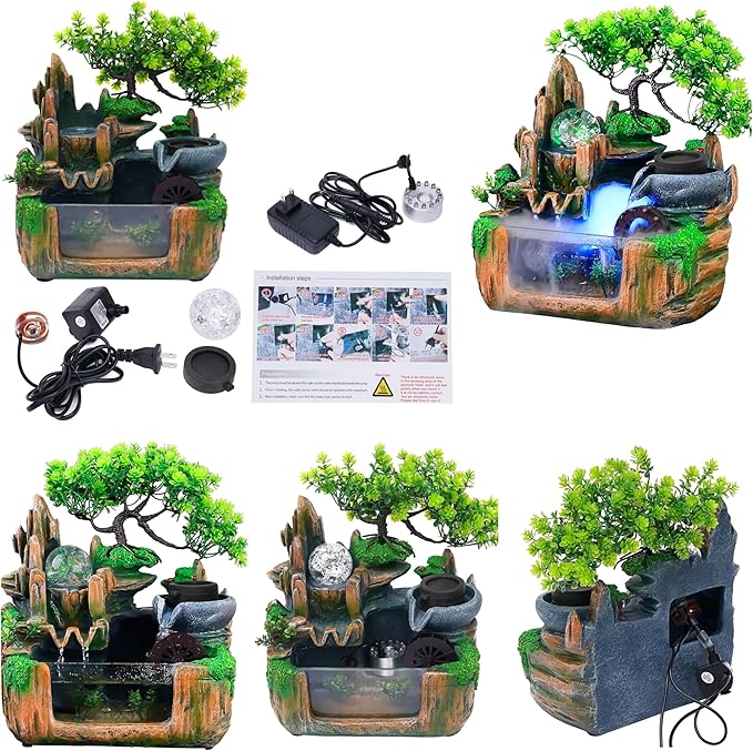 10Inch Bonsai Tree Rock ​Water Fountains Indoor Tabletop Waterfall Humidifier - Image 5