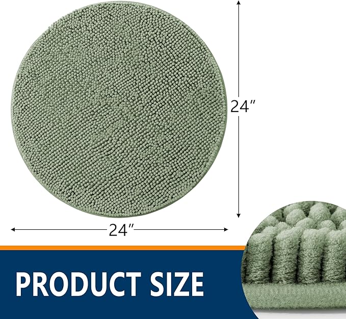 Smiry Luxury Chenille Round 24x24, Extra Soft and Absorbent Shaggy Bathroom Mat - Image 2