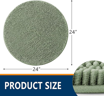 Smiry Luxury Chenille Round 24x24, Extra Soft and Absorbent Shaggy Bathroom Mat - Image 2