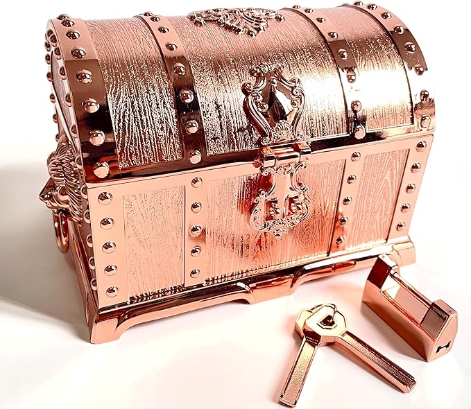 Large Double-layer Retro Metal Jewelry Chest, Pirate-style Lion Head Relief by Unknown