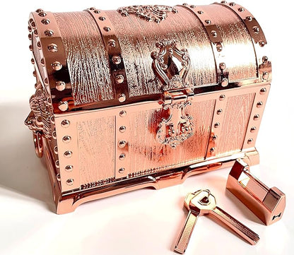 Large Double-layer Retro Metal Jewelry Chest, Pirate-style Lion Head Relief by Unknown
