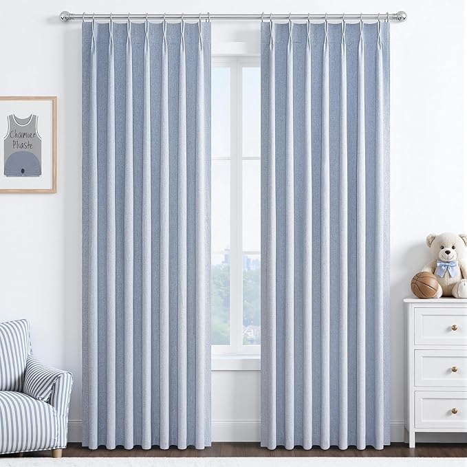 DustyBlue 84 Inches Blackout Curtains Length by QJMYDECO