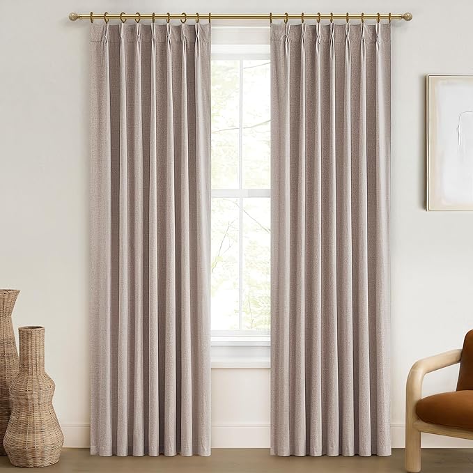 Pinch Pleated Heavy Burlap 78 Inch Length Curtains by QJMYDECO