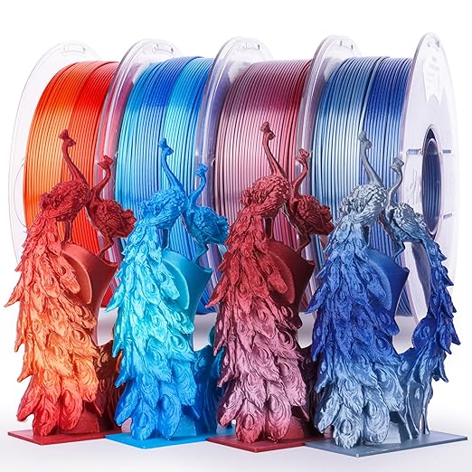 AMOLEN Silk Shiny Gradient PLA 4KG 3D Printer Filament Bundle, Sparkle Gradient by AMOLEN