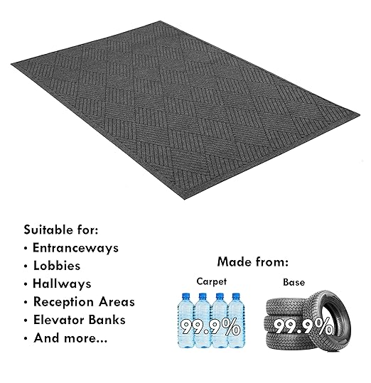 Guardian EcoGuard Diamond Indoor Wiper Floor Mat, Recycled Plactic and Rubber - Image 3
