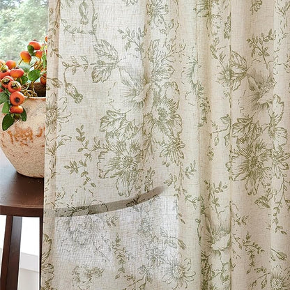 jinchan Linen Blend Floral Curtains - Image 5