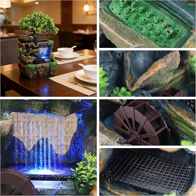 11.81" Tabletop Rockery Fountain Indoor Waterfall Bonsai Desktop Mini Rockery - Image 3