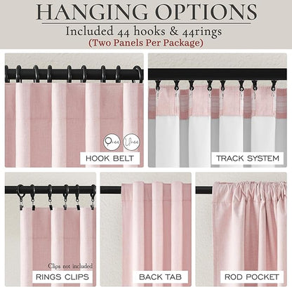 Cute Baby Pink Blackout Curtains 70 Inches Extra Wide Pleated - Image 3