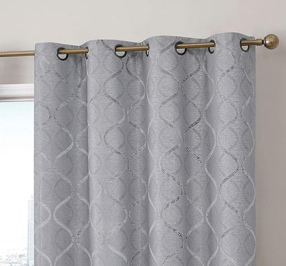 HLC.ME Versailles Lattice Flocked 100% Complete Blackout Thermal Insulated by HomeLinenCollections
