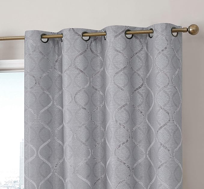 HLC.ME Versailles Lattice Flocked 100% Complete Blackout Thermal Insulated by HomeLinenCollections