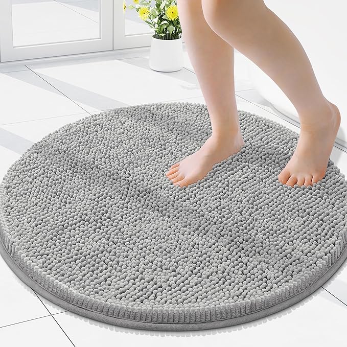 Smiry Luxury Chenille Round 24x24, Extra Soft and Absorbent Shaggy Bathroom Mat by Smiry