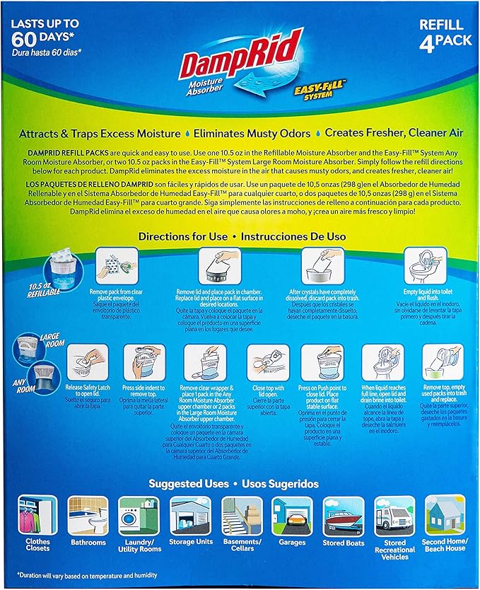DampRid - Fragrance Free Moisture Absorber 10.5 oz. Easy Fill Refill Packs - 4 - Image 3
