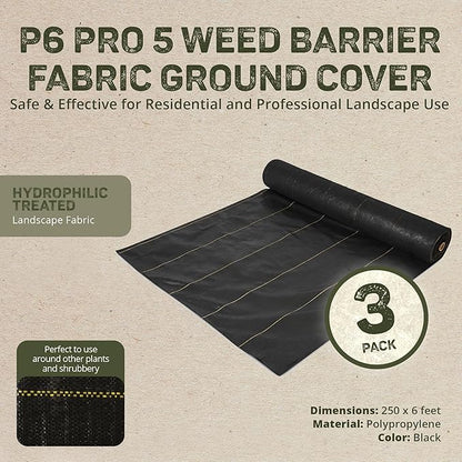 Dewitt 3-Pack Pro-5 Weed Barrier Fabric 5 oz, 6 x 250 Feet – Heavy-Duty Woven - Image 4