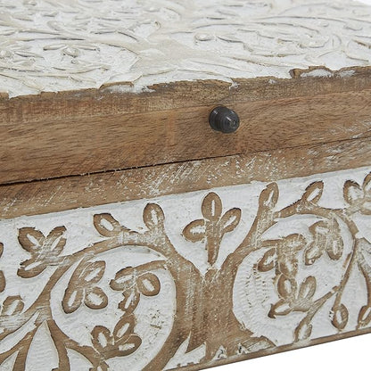 Deco 79 Mango Wood Floral Decorative Box Decorative Keepsake Boxes - Image 11