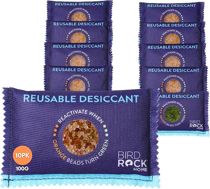 BIRDROCK HOME Reusable Desiccant Pack 100g – Silica Gel Moisture Absorber & by BIRDROCKHOME
