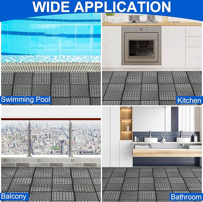 MYFAMIREA Modular Interlocking Cushion 12 Pack 11.8" x 11.8" Rubber Floor Tiles - Image 7